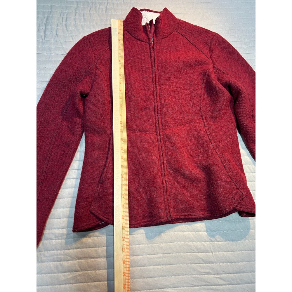 REI‎ Womens Fleece Lined Full Zip Jacket Dark Red Size Medium Wool Blend EUC - Picture 6 of 7
